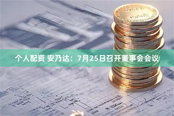 个人配资 安乃达：7月25日召开董事会会议